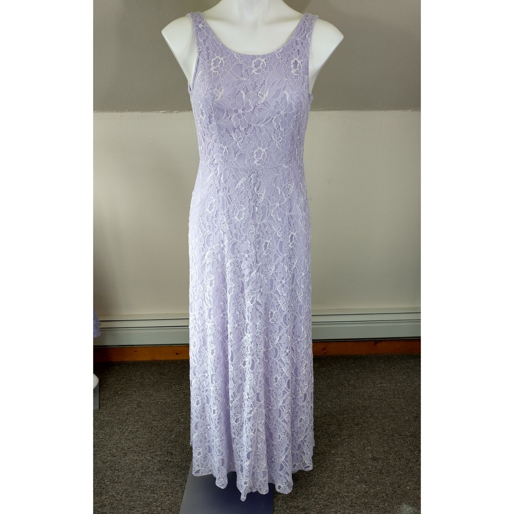 NWT‎ Giorgio West Lavender Floral Lace Sleeveless Maxi Gown V-Back Lined Large